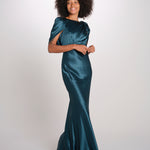 LOUISE abito lungo drappeggio dietro 12249455 TEAL malina 