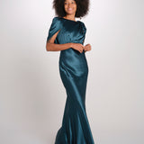 LOUISE abito lungo drappeggio dietro 12249455 TEAL malina 