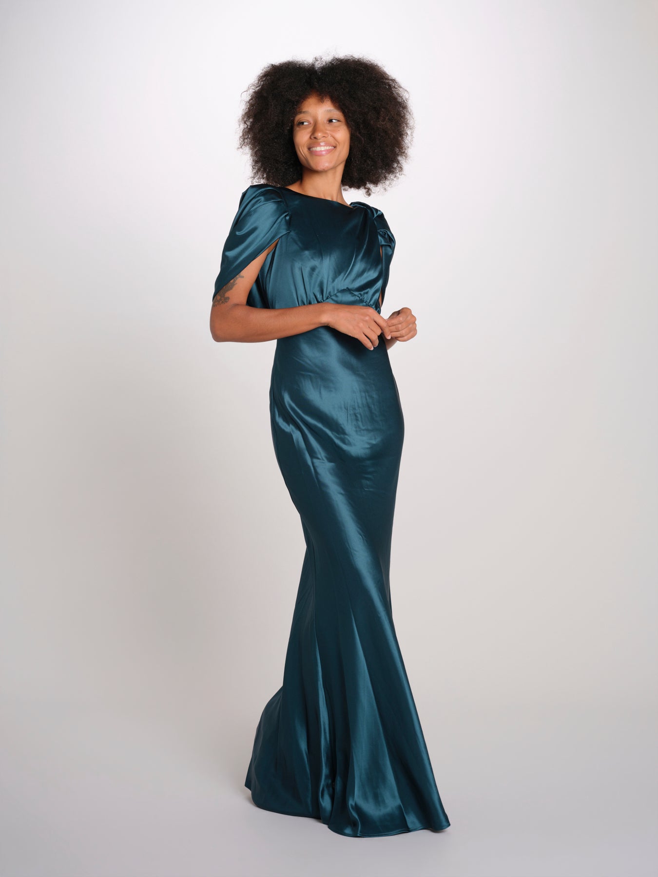LOUISE abito lungo drappeggio dietro 12249455 TEAL malina 
