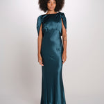LOUISE abito lungo drappeggio dietro 12249455 TEAL malina 