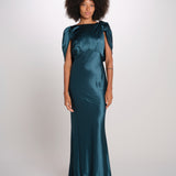 LOUISE abito lungo drappeggio dietro 12249455 TEAL malina 