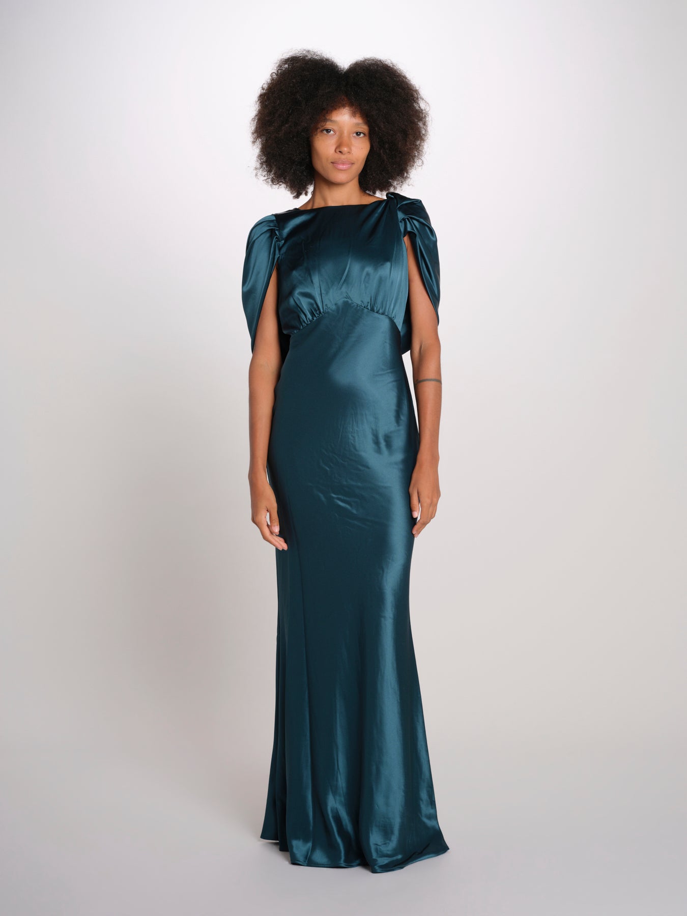 LOUISE abito lungo drappeggio dietro 12249455 TEAL malina 