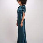 LOUISE abito lungo drappeggio dietro 12249455 TEAL malina 