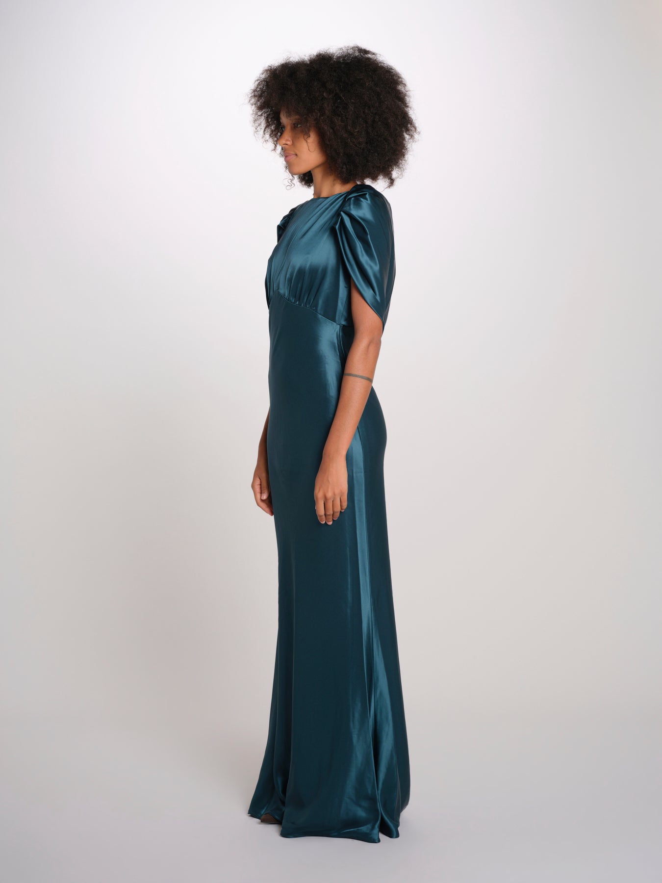 LOUISE abito lungo drappeggio dietro 12249455 TEAL malina 