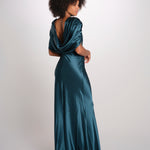 LOUISE abito lungo drappeggio dietro 12249455 TEAL malina 