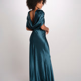 LOUISE abito lungo drappeggio dietro 12249455 TEAL malina 