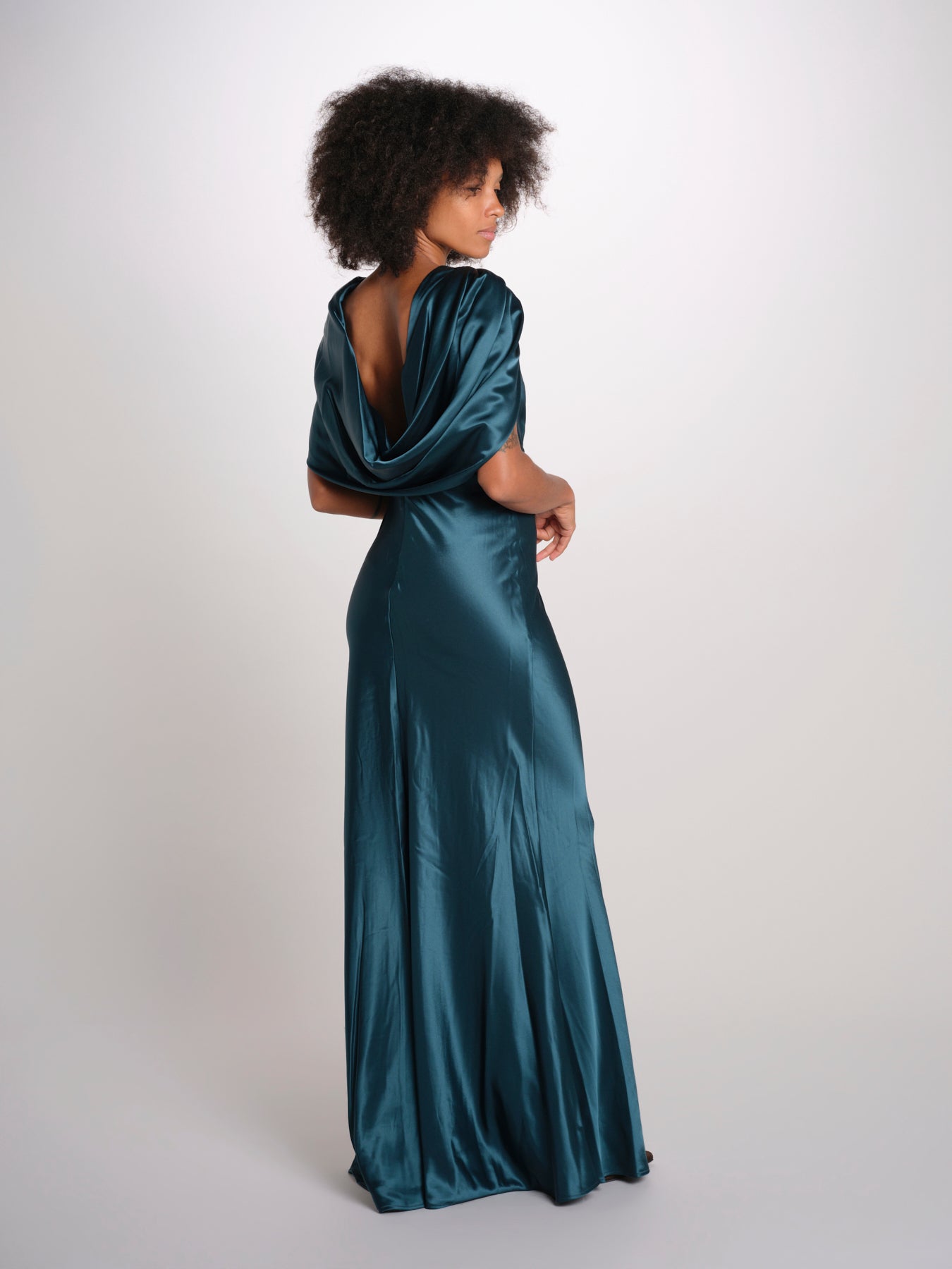 LOUISE abito lungo drappeggio dietro 12249455 TEAL malina 