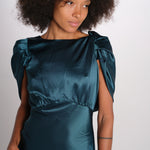 LOUISE abito lungo drappeggio dietro 12249455 TEAL malina 