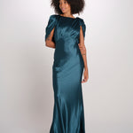 LOUISE abito lungo drappeggio dietro 12249455 TEAL malina 