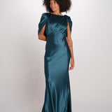 LOUISE abito lungo drappeggio dietro 12249455 TEAL malina 