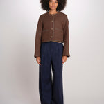 NINETTE giacca girocollo scozzese 12249519 DARK BROWN malina 