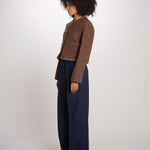 NINETTE giacca girocollo scozzese 12249519 DARK BROWN malina 