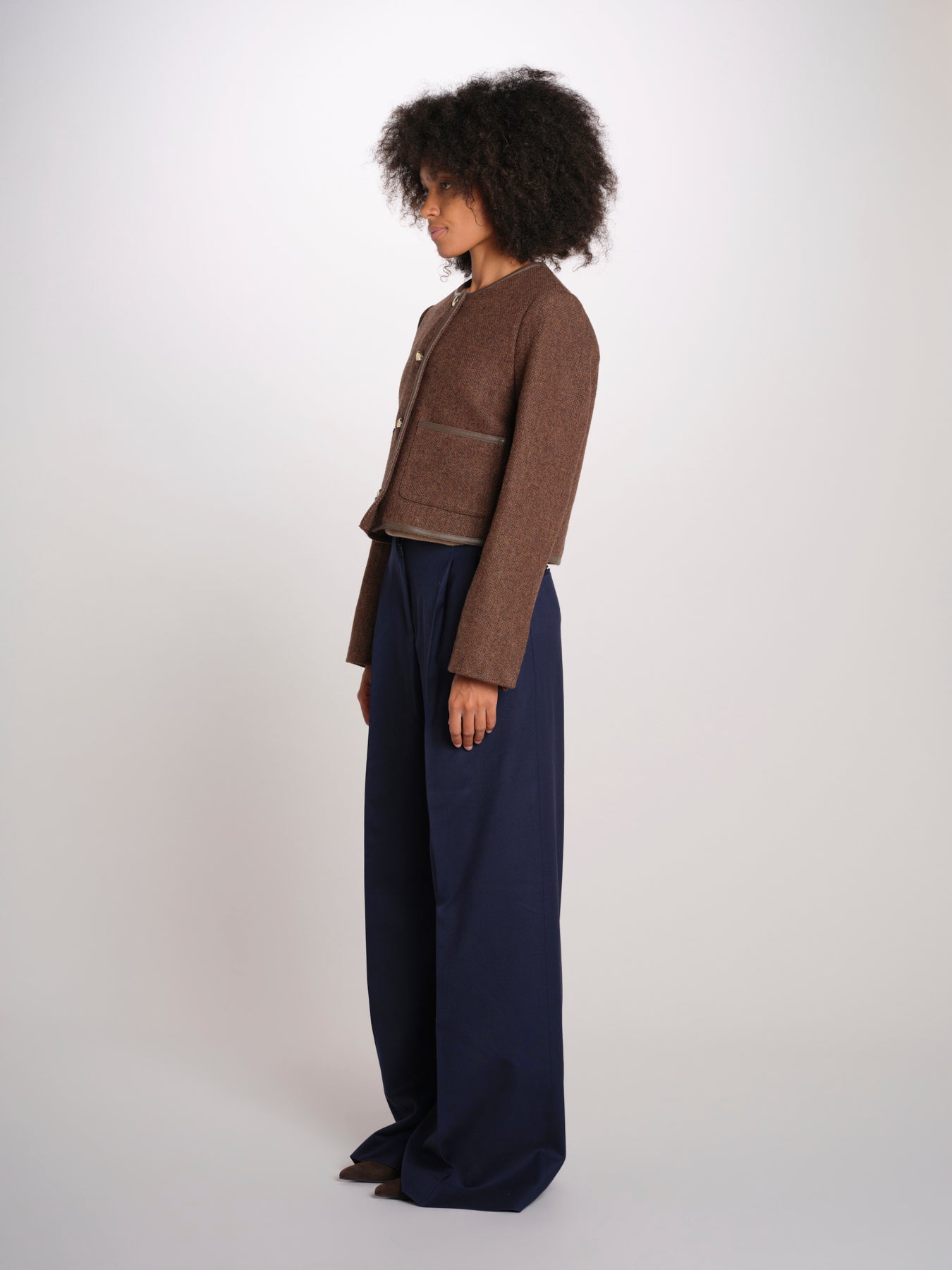 NINETTE giacca girocollo scozzese 12249519 DARK BROWN malina 
