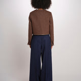 NINETTE giacca girocollo scozzese 12249519 DARK BROWN malina 