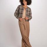 NINETTE giacca girocollo scozzese 12249519 STEEL CHECKS malina 