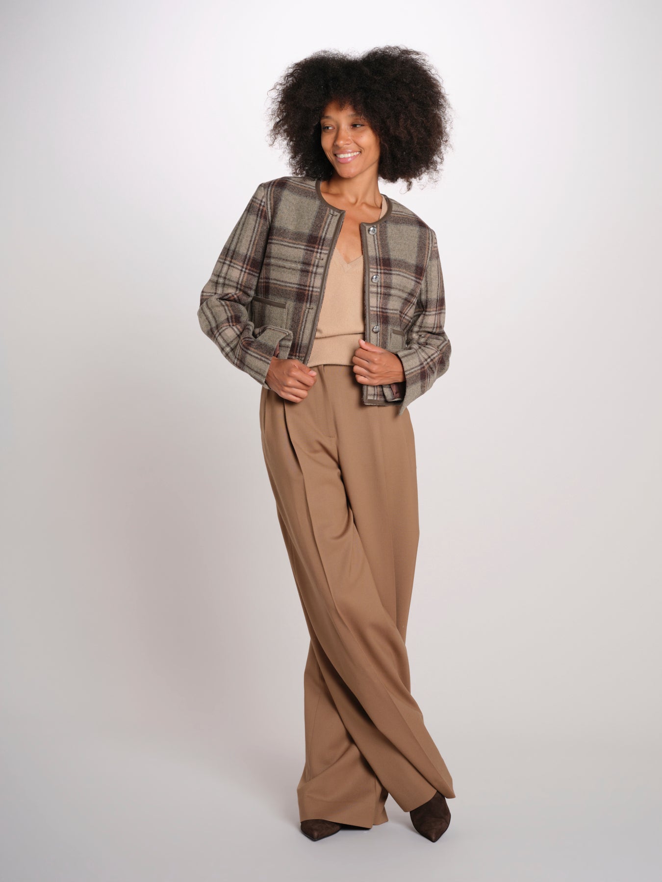 NINETTE giacca girocollo scozzese 12249519 STEEL CHECKS malina 