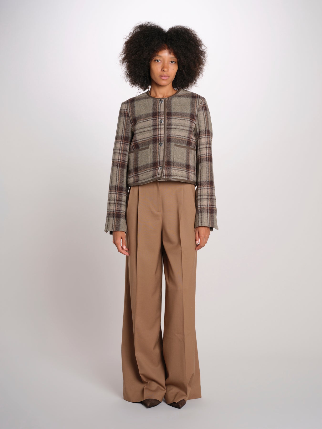 NINETTE giacca girocollo scozzese 12249519 STEEL CHECKS malina 