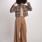 NINETTE giacca girocollo scozzese 12249519 STEEL CHECKS malina 