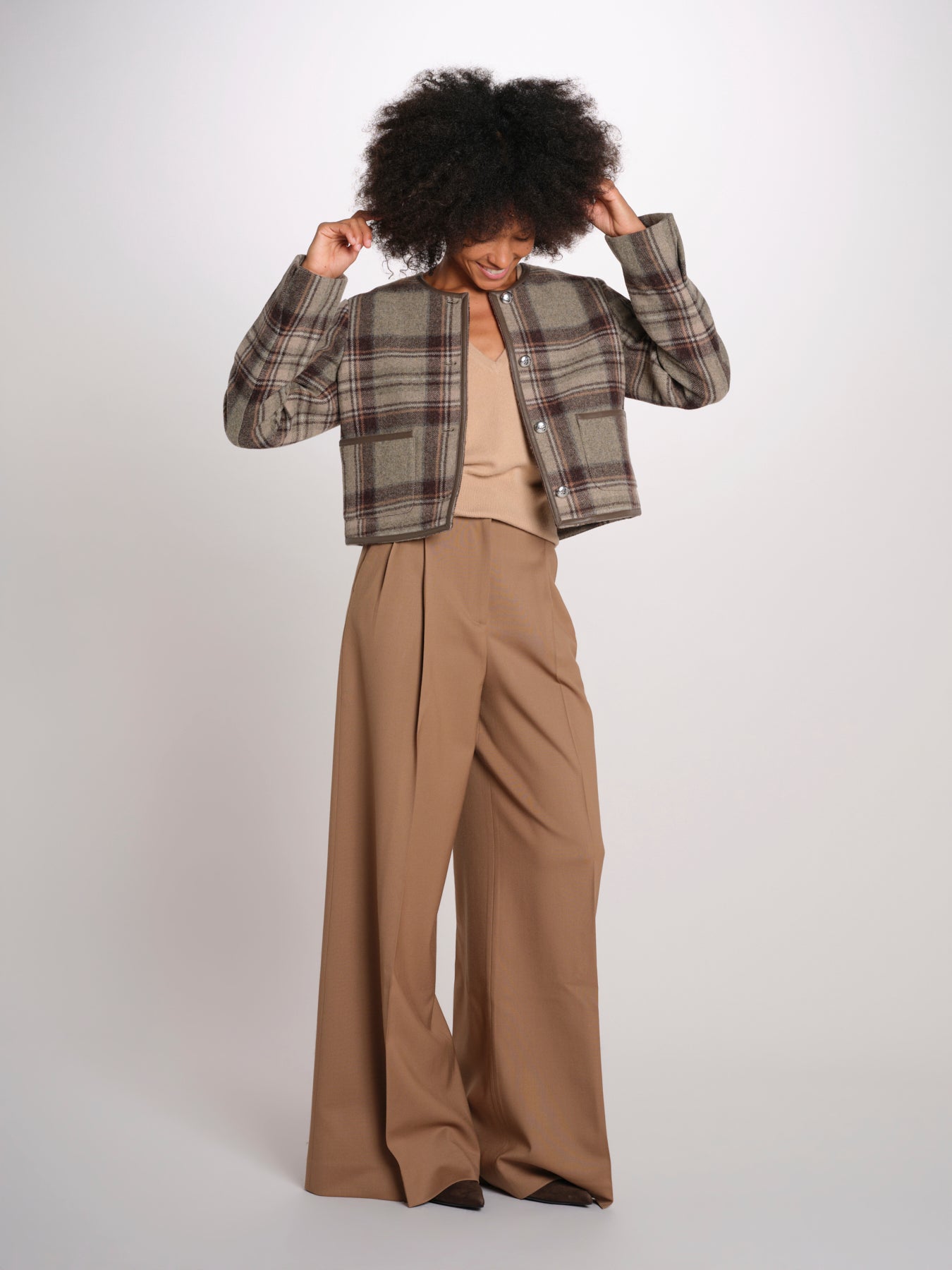 NINETTE giacca girocollo scozzese 12249519 STEEL CHECKS malina 
