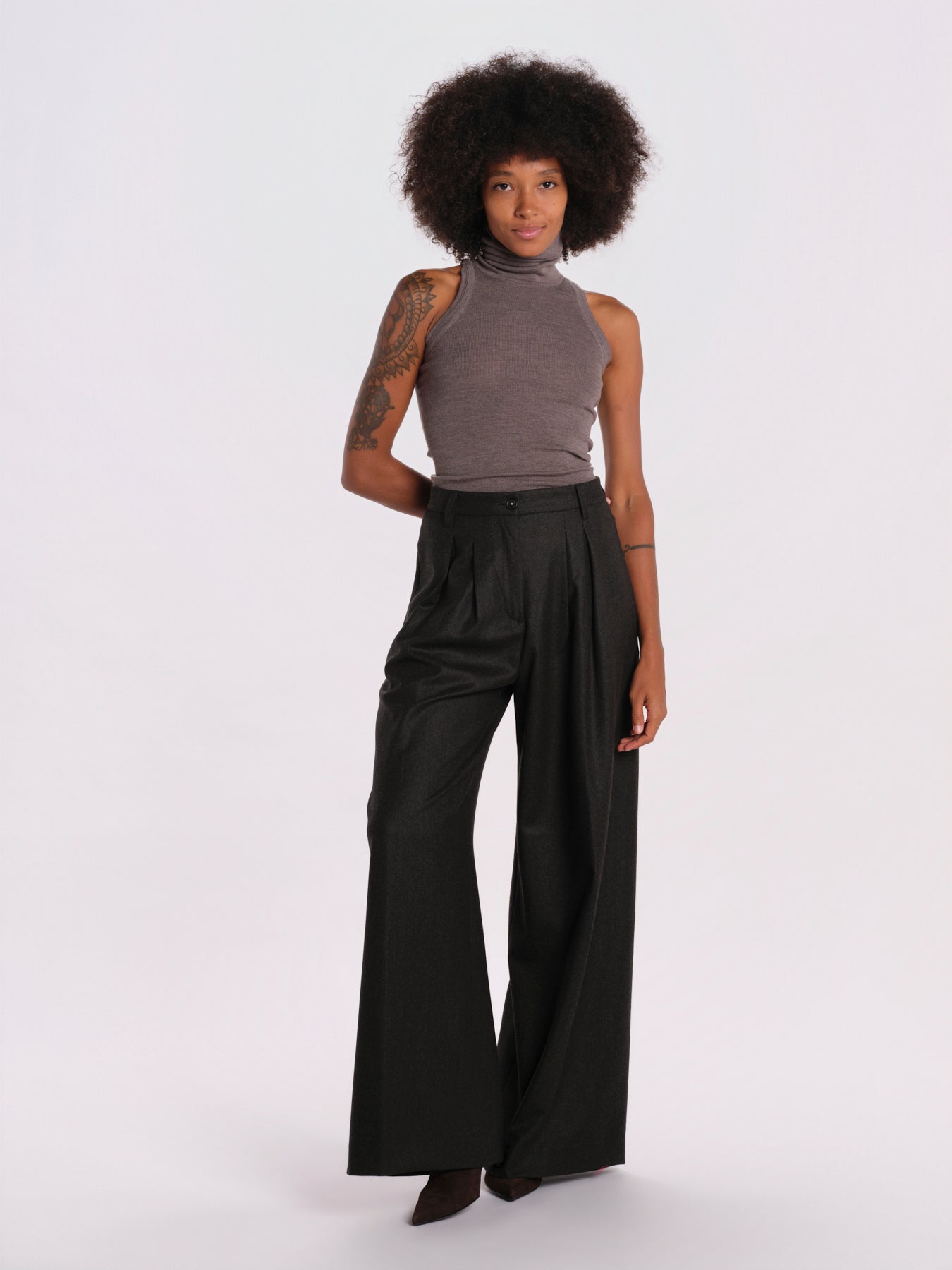KARLY pantalone flanella con pinces 30D0KARLYT3269 M623 massimo alba 