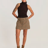 CHECK minigonna pied de poule MINICHEK BROWN milaura 