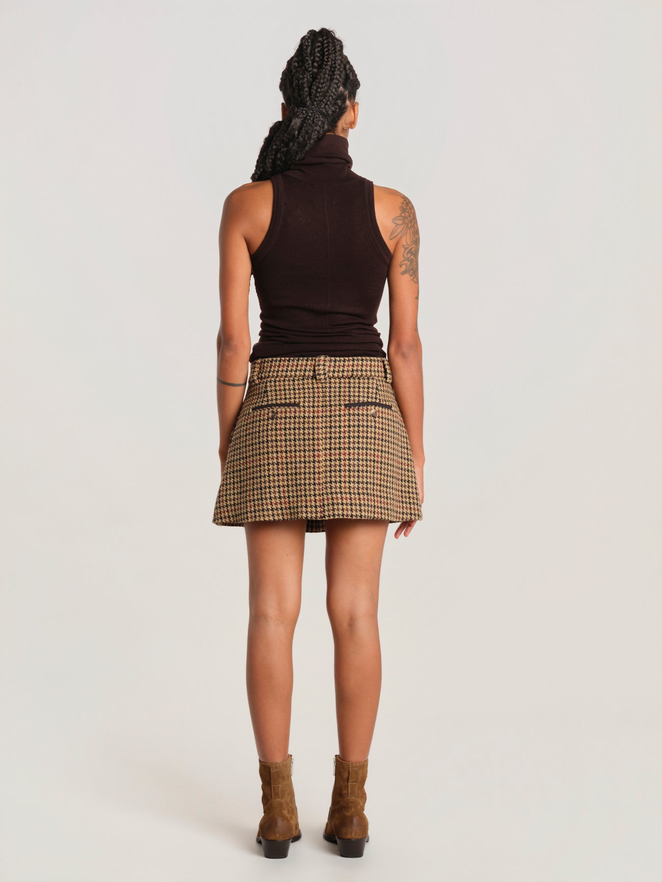 CHECK minigonna pied de poule MINICHEK BROWN milaura 