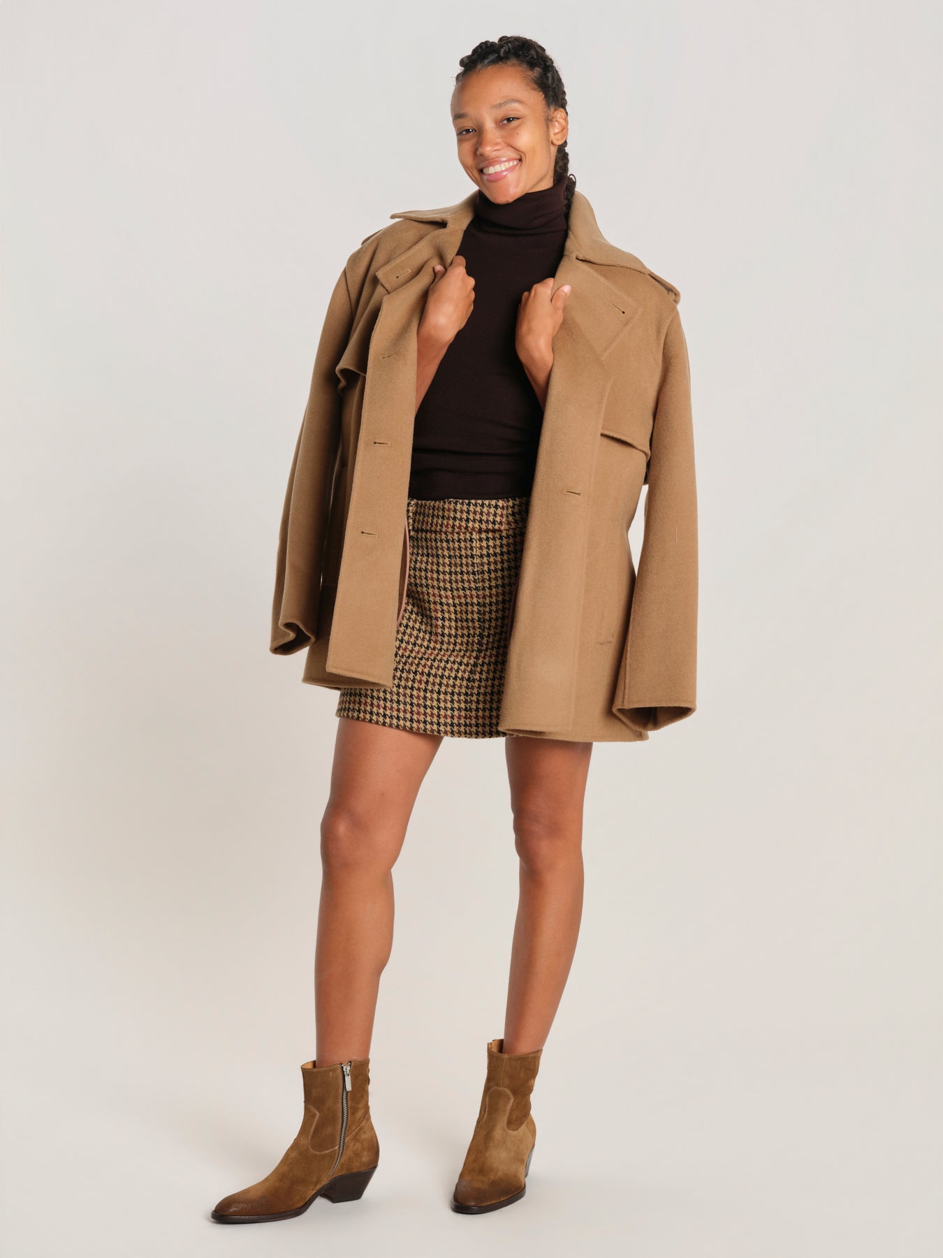 CHECK minigonna pied de poule MINICHEK BROWN milaura 