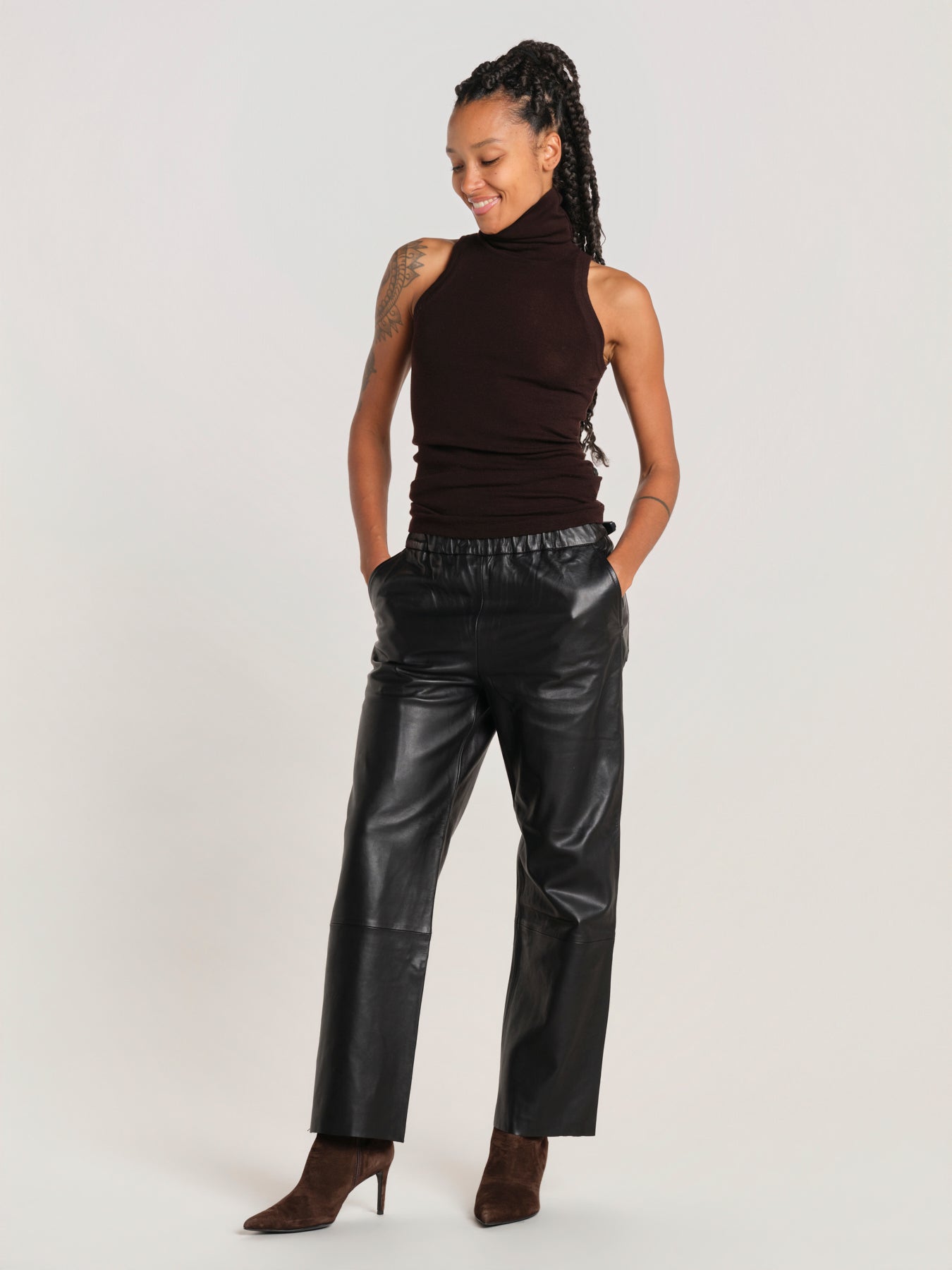 SARAH pantalone elastico nappa SARAHP NOIR milaura 