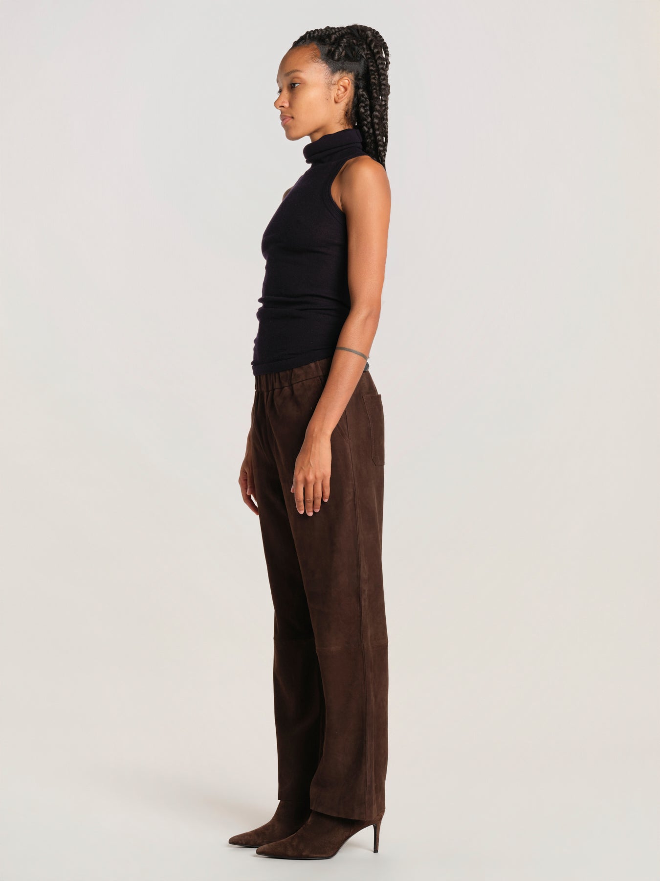 SARA pantalone elastico camoscio SARAPANTS BROWN milaura 