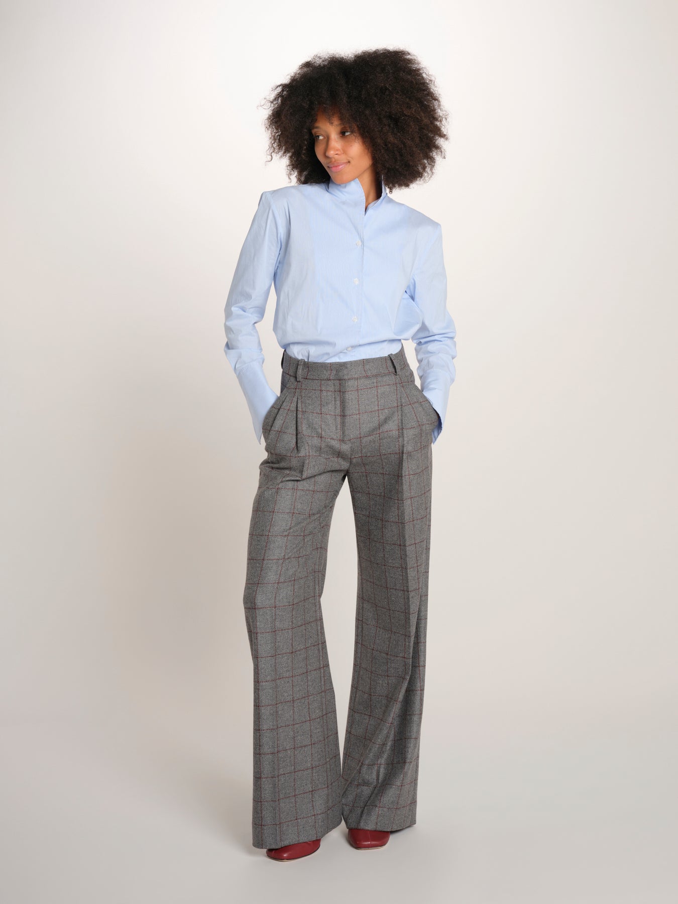 MAFALDA pantalone 2 pinces flanella quadri 357 10153 50 quelledue 