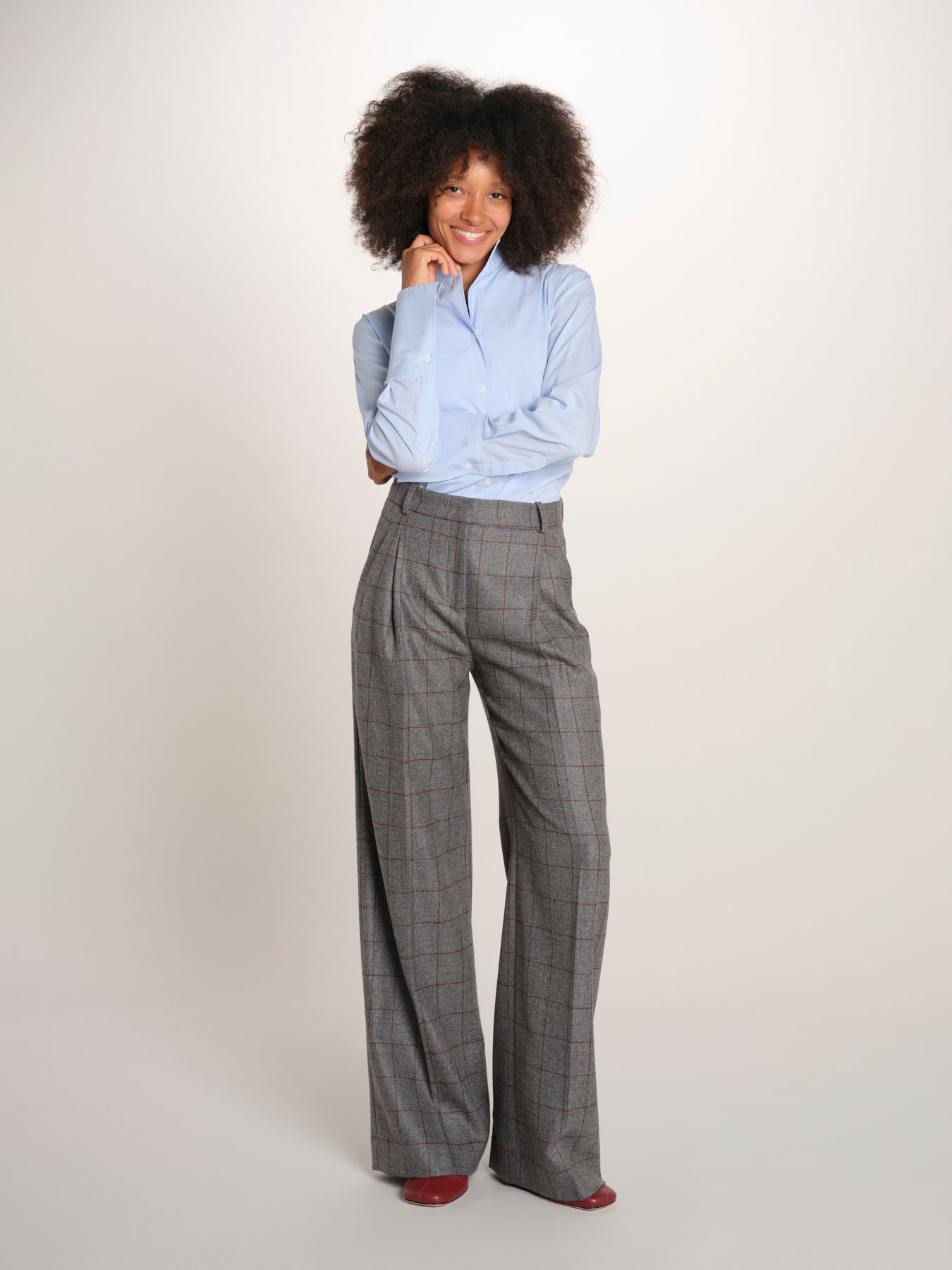 MAFALDA pantalone 2 pinces flanella quadri 357 10153 50 quelledue 