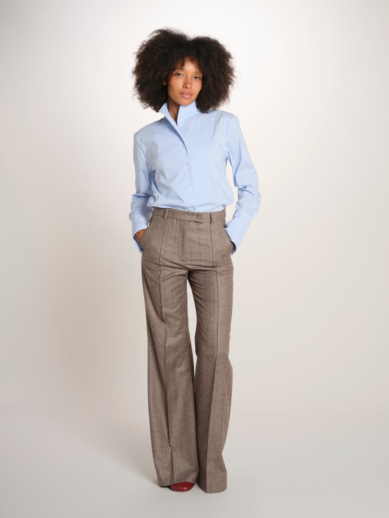 OTTAVIA pantalone con nervature gessato 673 50146 57 quelledue 