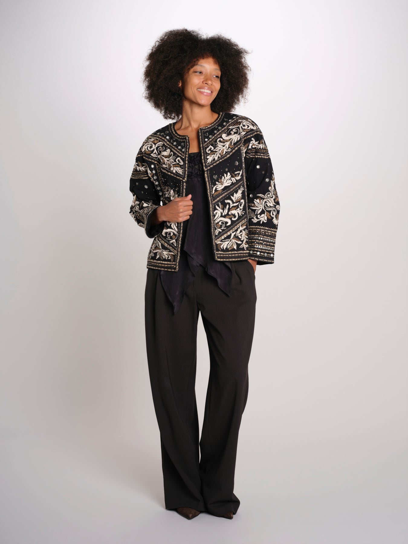 TANIKA giacca ricamata SP26JM049W051 BLACK scarlett poppies 