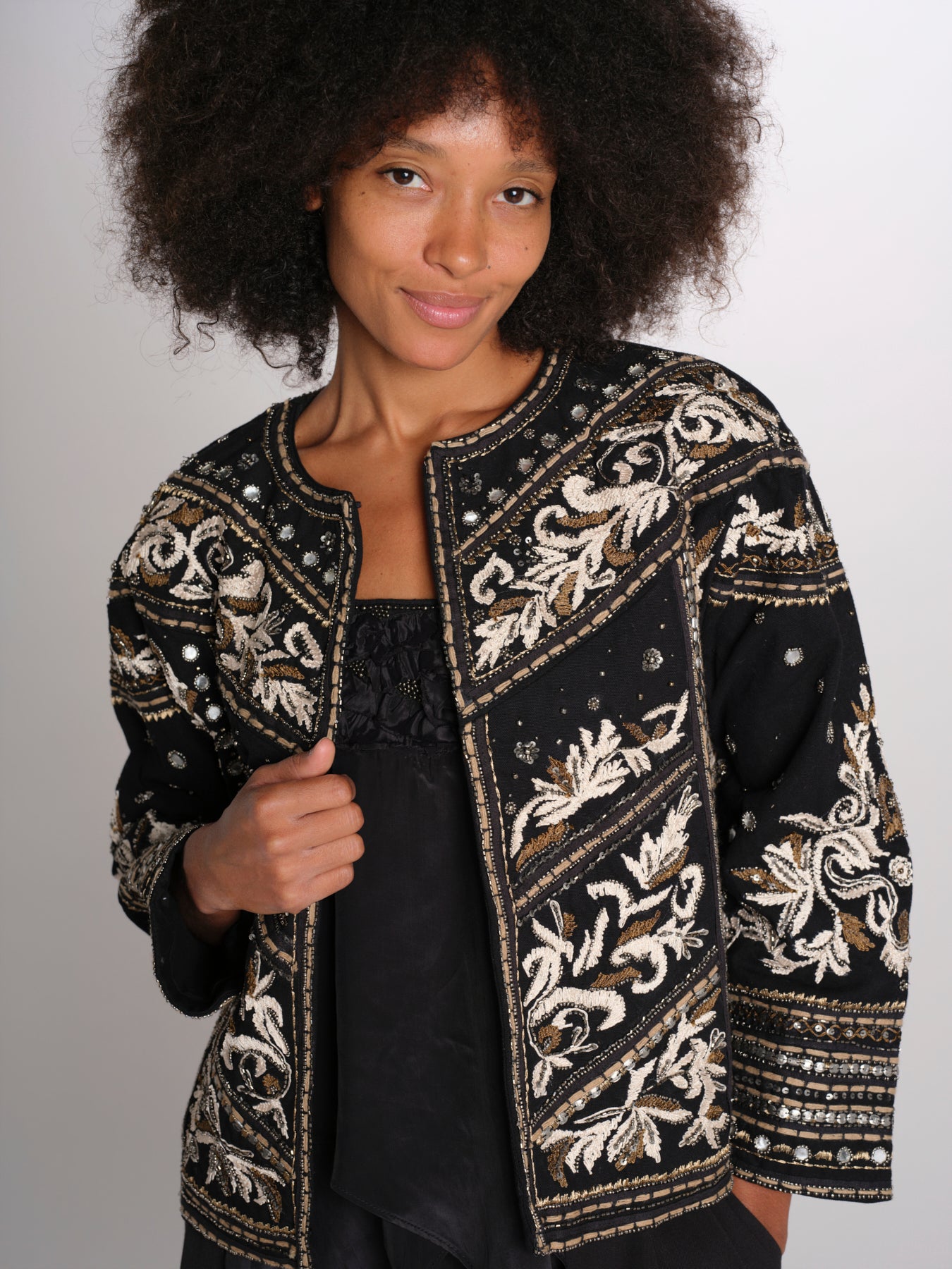 TANIKA giacca ricamata SP26JM049W051 BLACK scarlett poppies 