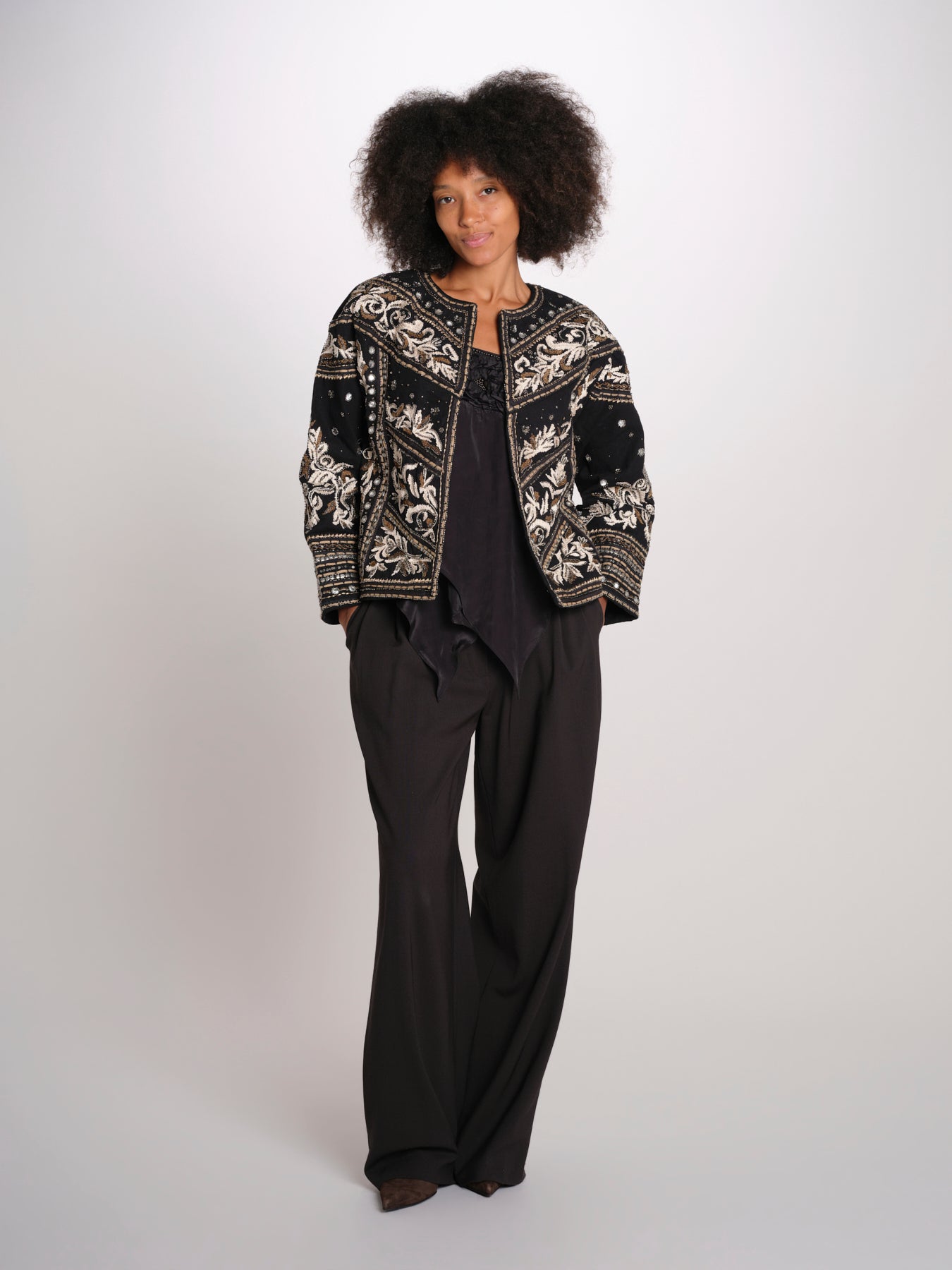 TANIKA giacca ricamata SP26JM049W051 BLACK scarlett poppies 