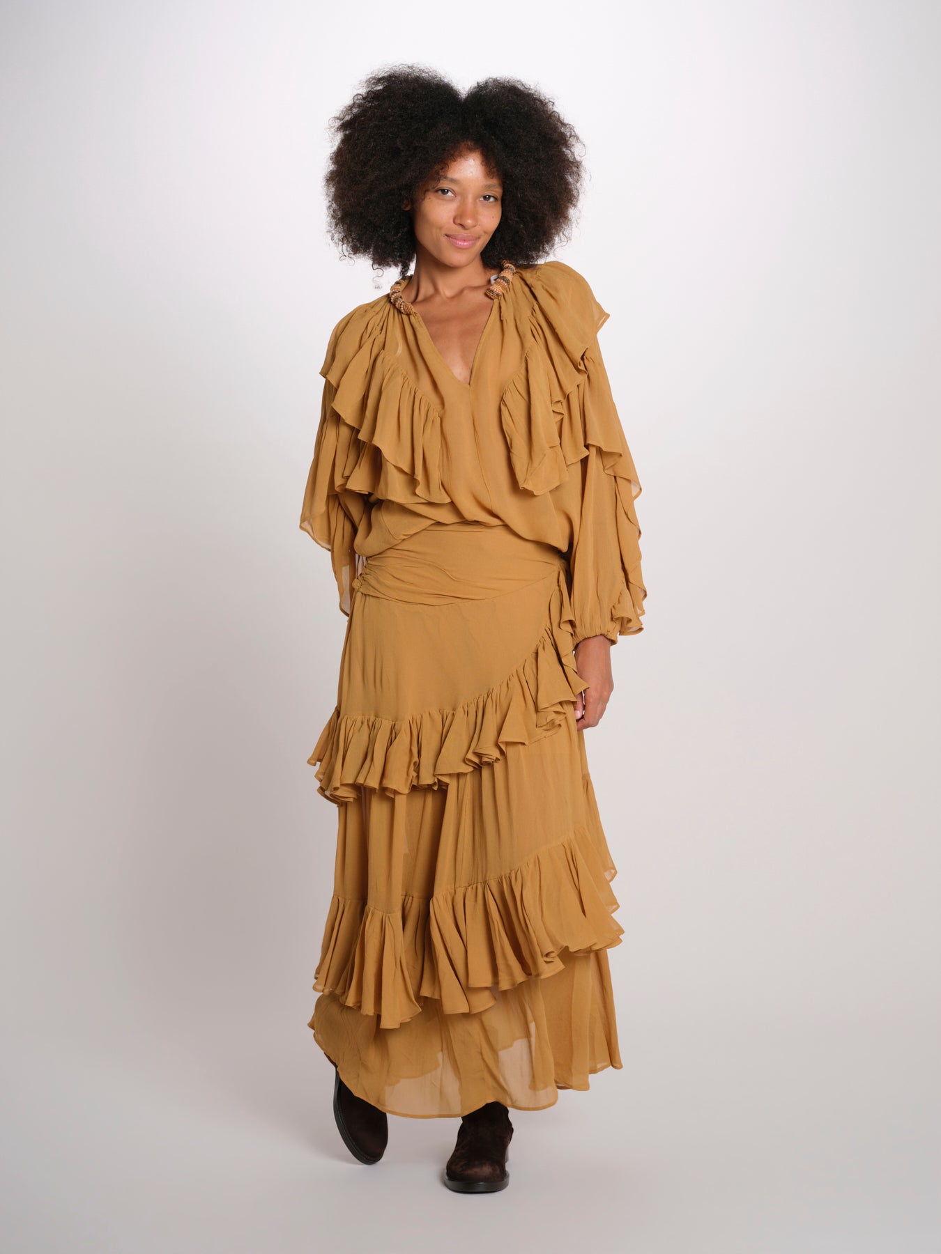 SELINA gonna lunga balze SP26SM032W012 BROWN scarlett poppies 