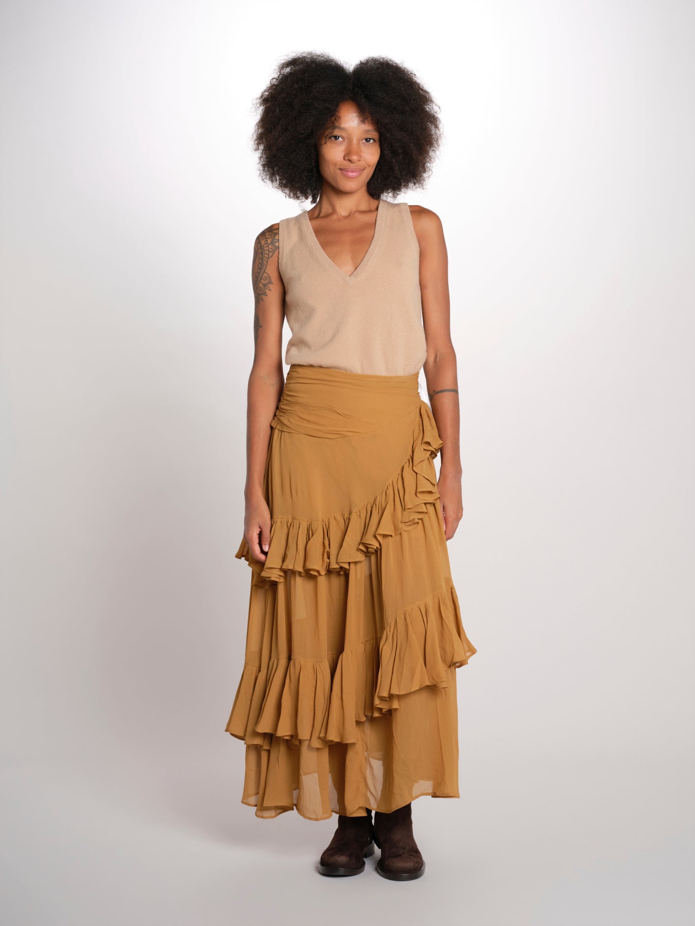 SELINA gonna lunga balze SP26SM032W012 BROWN scarlett poppies 
