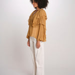 SALONI camicia balze collo perline SP26TM032W011 BROWN scarlett poppies 