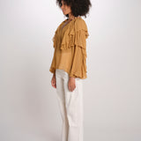SALONI camicia balze collo perline SP26TM032W011 BROWN scarlett poppies 