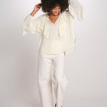 SALONI camicia balze collo perline SP26TM032W011 WHITE scarlett poppies 