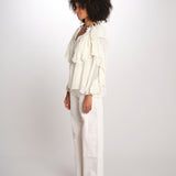 SALONI camicia balze collo perline SP26TM032W011 WHITE scarlett poppies 