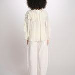 SALONI camicia balze collo perline SP26TM032W011 WHITE scarlett poppies 