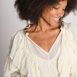 SALONI camicia balze collo perline SP26TM032W011 WHITE scarlett poppies 