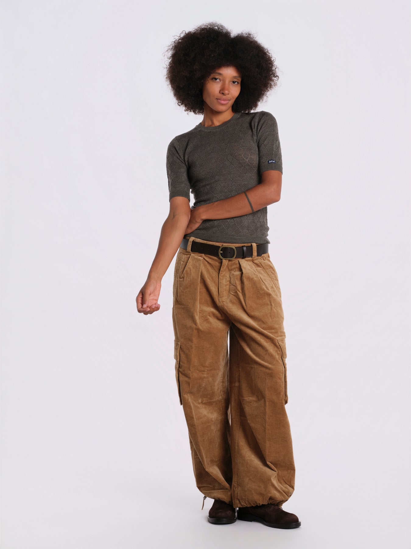 JANE t-shirt manica corta jaquart AW26-021 SAGE sea ny 