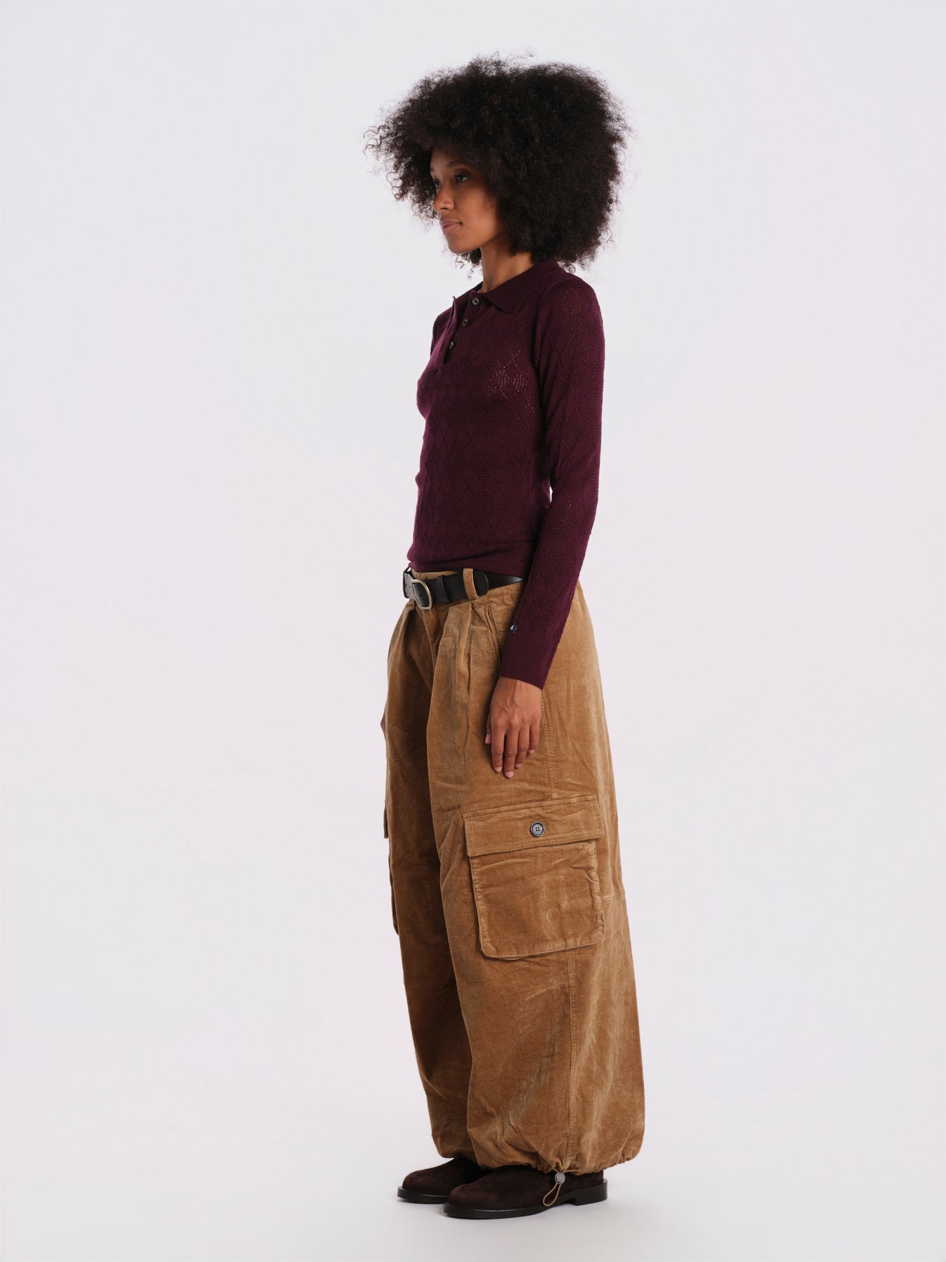 JANE t-shirt manica corta jacquard rombi AW26-022 BURGUNDY sea ny 