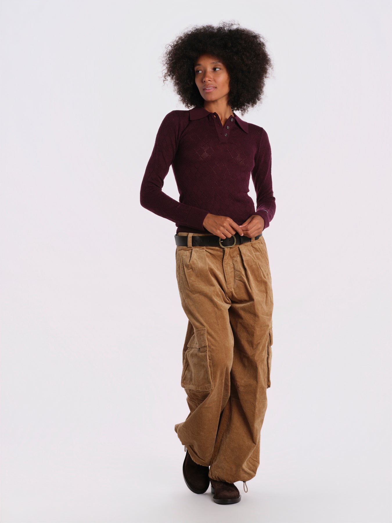 JANE t-shirt manica corta jacquard rombi AW26-022 BURGUNDY sea ny 