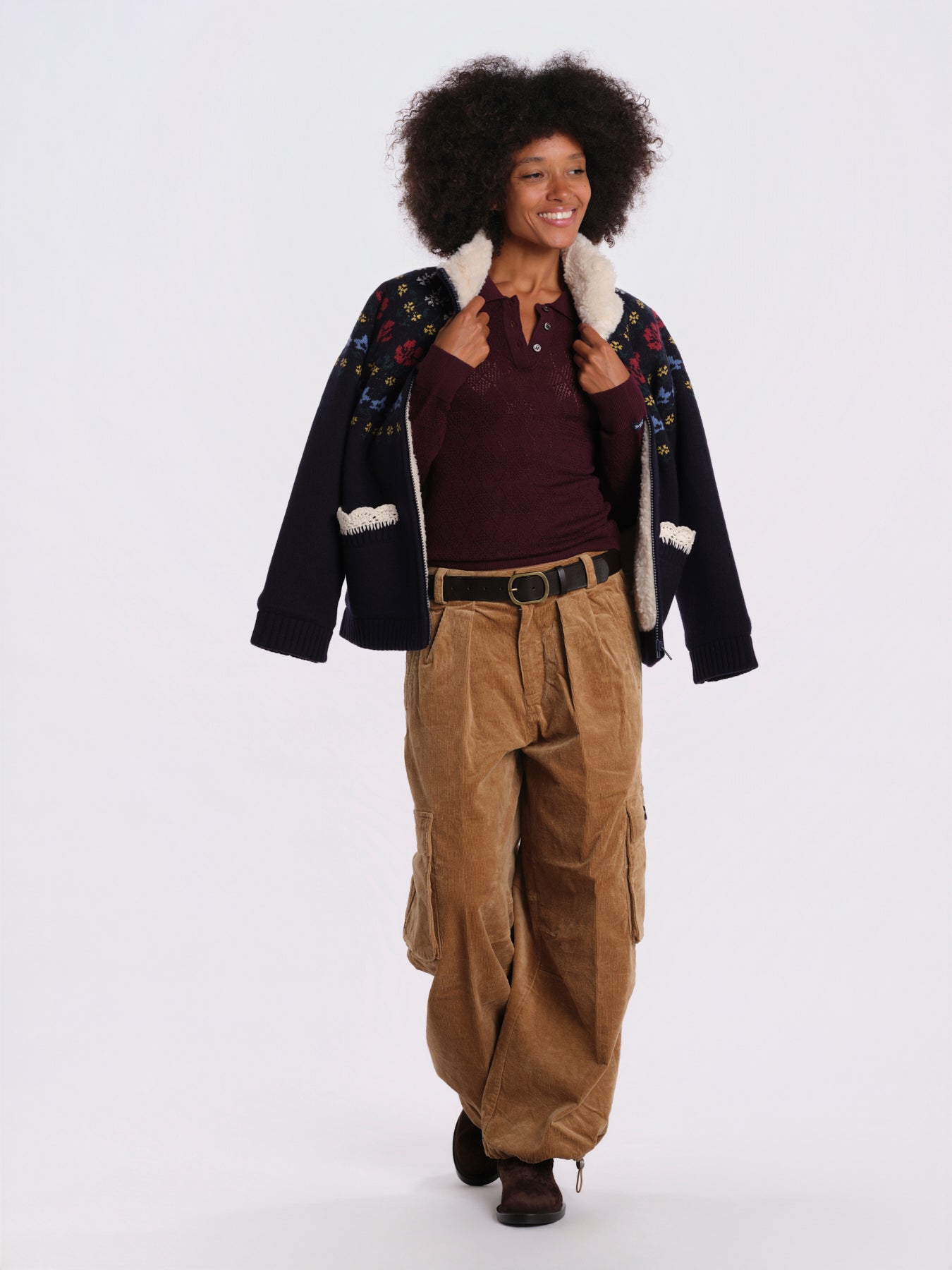 JANE t-shirt manica corta jacquard rombi AW26-022 BURGUNDY sea ny 