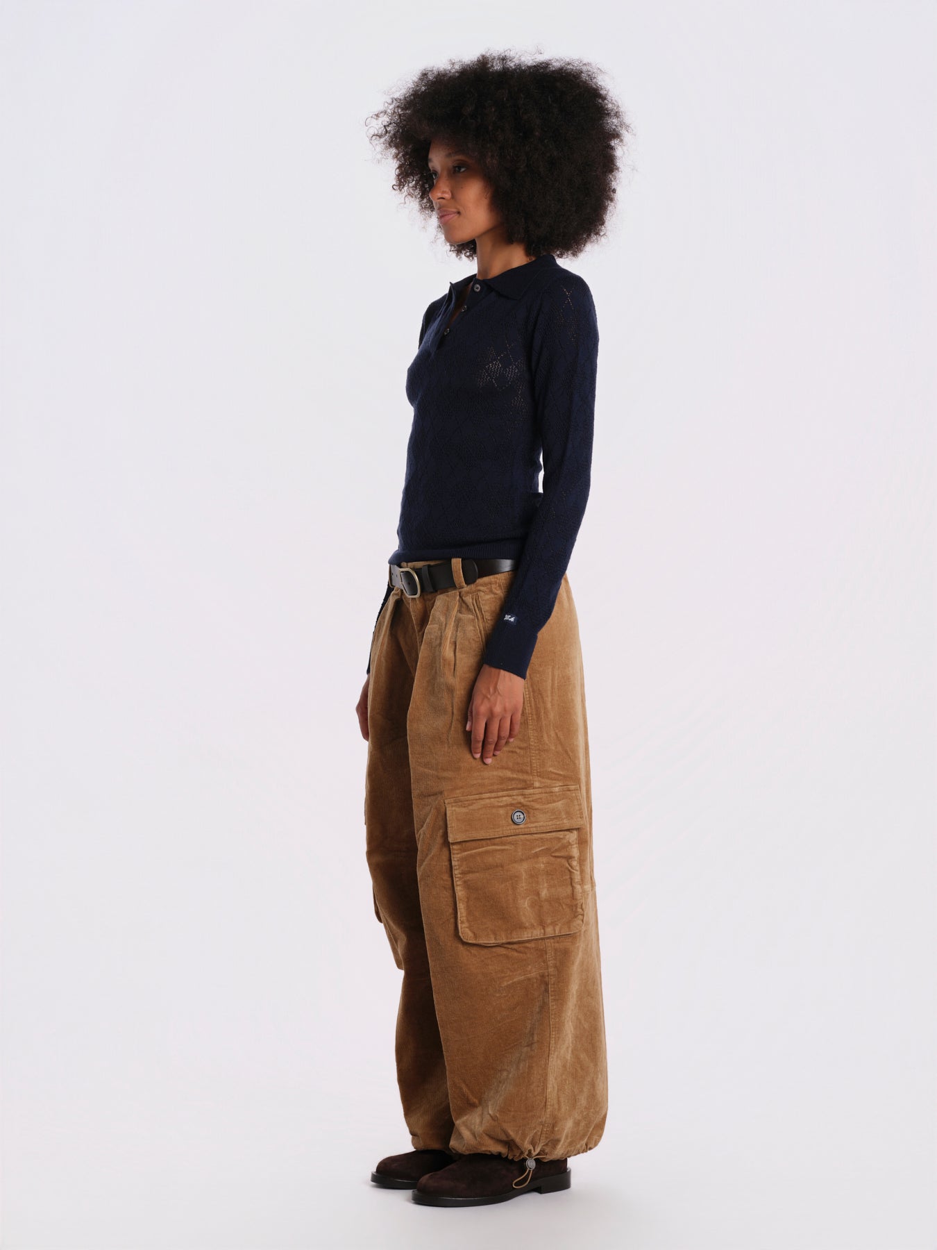 JANE t-shirt jacquart manica corta rombi AW26-022 NAVY sea ny 