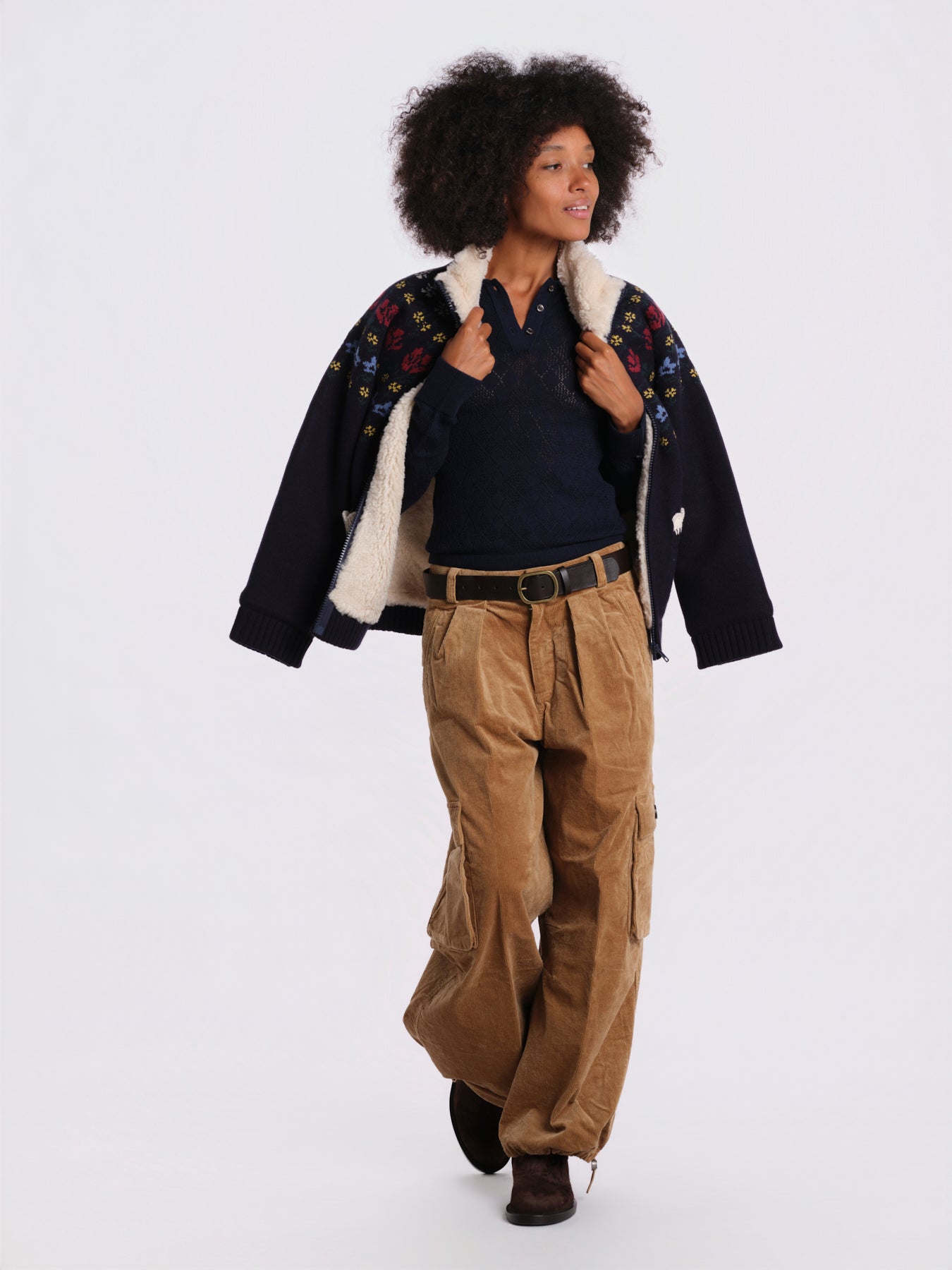 JANE t-shirt jacquart manica corta rombi AW26-022 NAVY sea ny 