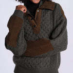 ALLEN maglia trecce con inserti velluto AW26-066 ARMY sea ny 
